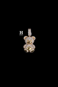 Colgante de Oso de Peluche de Lujo en Oro Amarillo de 14K con Diamante Cultivado en Laboratorio VVS EF, Corte Brillante Redondo, Amuleto de Animal para Hombres y Mujeres, Joyería HipHop - Product Image 1