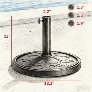 Base per Ombrellone da Giardino Quadrato in Acciaio Inossidabile, Raggio 3m, per Hotel e Spiagge - Product Image 5