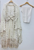 Ensemble haut Fendy brodé rouge de créateur indien avec pantalon palazzo et dupatta pour femme, tenue traditionnelle indienne pour mariage