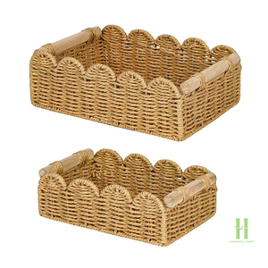 TOP SELLING Natural Paper Rope Organizer Basket Handmade Eco-Friendly Decorative <b>Storage</b> <b>Bin</b> for Bedroom Shelving - Product Image 3