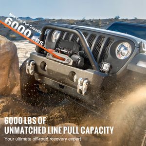 Verricello Elettrico 12V DC per Camion, Capacità 6000 lb, Cavo Sintetico 1/4 x 55 ft, Passacavo in Alluminio, Telecomando Wireless e Cablato - Product Image 2