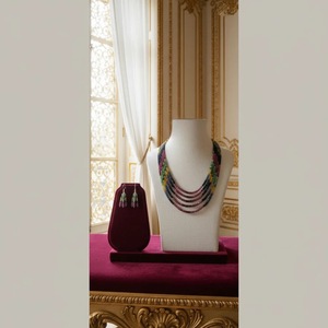 Jaipur Handcrafted Rose Gold Gemstone <b>Necklace</b> 48cm Multigem Regalia with Natural Pearl Strand Wholesale Jewelry From India - Product Image 5