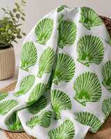 Tissu Popeline Imprimé Botanique Vert 53/54 Pouces Blanc Nautique Textile de Maison Tissé Poids Moyen 100% Coton 100GSM