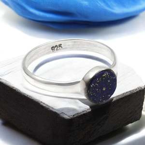 Natural <b>Lapis</b> <b>Lazuli</b> Gemstone <b>Ring</b> Crafted From 925 Sterling Silver Best Selling Round Cut Bezel Set Gemstone Bohemian <b>Ring</b> - Product Image 2