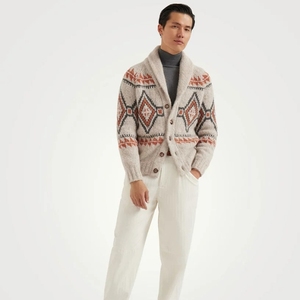 European Plus Size Men's & women's <b>Cardigan</b> for Autumn Winter Cross-Border Factory Wholesale Knitted with Warm Neck Front Logo - Product Image 5