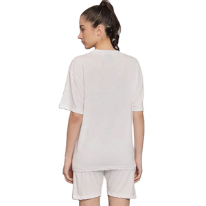 Meilleur prix – Ensemble deux pièces en coton pour femme, t-shirt court, logo personnalisé imprimé, respirant, coupe-vent, grande taille, écologique, coupe classique - Product Image 2
