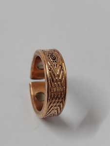 Anillo de Cobre Ajustable Grabado a Mano, Anillo Abierto de Cobre Puro, Anillo Unisex Vintage para Boda y Fiesta, Diseño de Terapia Magnética - Product Image 4