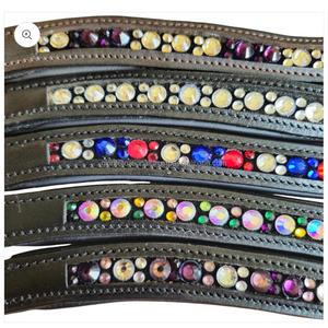 Bandas de cejas de brida de cuero genuino hechas a medida de alta calidad con banda de cejas de cadena Hotfix de piedra de diseñador elegante para caballos - Product Image 4