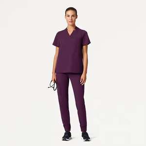 Blouses d'hôpital personnalisées de haute qualité, uniformes infirmiers anti-plis avec élasthanne extensible, ensembles d'infirmières fournis par l'usine - Product Image 4