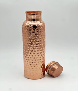 Pure Copper Double Wall Eco-Friendly Water Bottle for Home Office Use Traditional Design Premium Handcrafted Quality Buy Direct - Product Image 2
