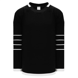 Maillot de hockey sur glace personnalisé pour homme, manches longues, noir avec rayures bleu sarcelle et blanches, impression sublimée, respirant, col en V, fermeture à nouer - Product Image 2