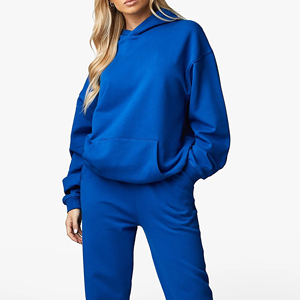 Custom Heavyweight 100% Cotton Oversize Crop <b>Top</b> Hoodie <b>Sweat</b> Suits Breathable Pullover Streetwear for Women in Winter - Product Image 4