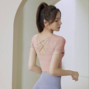 Camiseta Deportiva de Secado Rápido, Top Corto con Relleno en el Pecho, Sensación de Segunda Piel, Transpirable, Ropa de Yoga de Manga Corta - Product Image 4