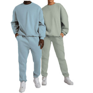 Nouvelle collection streetwear : Survêtement rose uni à col rond, léger, en tissu doux, manches longues, pour homme - Product Image 4