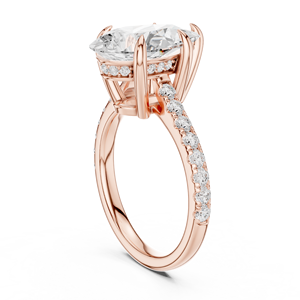 Rose Gold Pear Cut Lab Grown Diamond Engagement <b>Ring</b> with Hidden Halo <b>Split</b> Shank Bridal <b>Ring</b> - Product Image 4