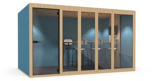 Cabine de réunion silencieuse de taille moyenne pour 2 personnes avec murs en tissu et inserts arrière en verre - Product Image 2