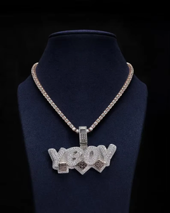 Pendentif Thème YBOY pour Homme, Bijou Hip-Hop, Chaîne en Alliage Plaqué Argent 925, Breloque Lettre Micro-Pavée en Strass de Cristal, Cadeau - Product Image 2