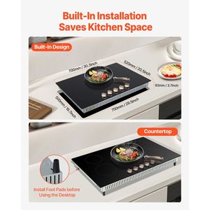 Piano Cottura a Induzione Elettrico Smart da 9200W con 5 Manopole di Controllo, 12 Impostazioni di Temperatura, Fornello a 5 Fuochi - Product Image 6