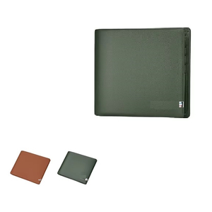 Genuine Leather Men's Bifold <b>Wallet</b> Slim Card Holder <b>RFID</b> <b>Blocking</b> Fold Closure Short Length Minimalist Style Green - Product Image 3
