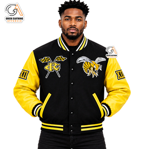 Veste universitaire en satin noir et jaune pour homme ASU, logo Hornet brodé, polyester/coton, légère, écologique, respirante - Product Image 4