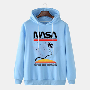 Sudadera con Capucha para Hombre, Diseño Gráfico Espacial Azul Claro, Mezcla de Algodón Informal, Corte Regular, para Otoño - Product Image 2
