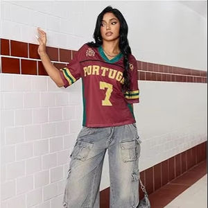 T-shirt ample en maille imprimé personnalisé pour homme, style streetwear, football, soccer, basketball, baseball, pour femme - Product Image 1