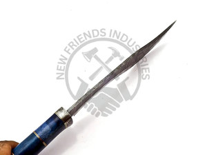 Couteau de chasse en acier Damas à manche intégral, multi-usage, avec poignée en os de chameau coloré, idéal pour la randonnée, le camping et la survie – Vente chaude - Product Image 3