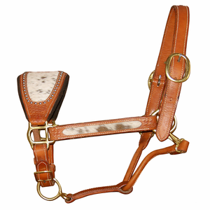 Cabestro de Cuero Genuino para Caballo con Corona Acolchada de Pelo y Nariz Ajustable, Herrajes de Latón Premium, Resistente, Venta al por Mayor OEM - Product Image 1