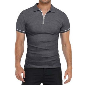 Polo de Manga Corta para Hombre con Cierre, Color Liso, Transpirable, Informal, Tejido de Punto, 100% Algodón, Diseño con Logotipo Frontal, Venta al Por Mayor - Product Image 2