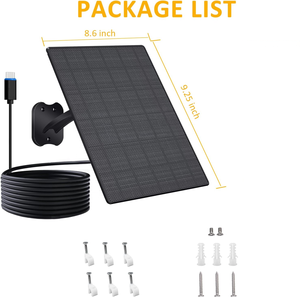 Panneau solaire ETFE IBC 10W 5V 5.7V avec câble Type-C de 2m, montage mural, étanche IP66, utilisation extérieure, alimentation pour caméra de sécurité, sonnette de porte - Product Image 5