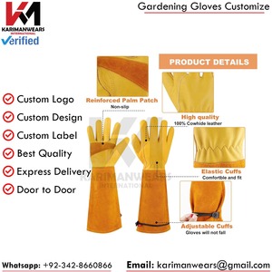 Gants de jardinage en cuir jaune avec protection anti-cactus, manches longues, durables, pour usage extérieur - Product Image 4