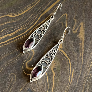 Amethyst Birthstone Gemstone 925 <b>Sterling</b> <b>Silver</b> Earrings Handcrafted Vintage Jewelry for Anniversary - Product Image 2