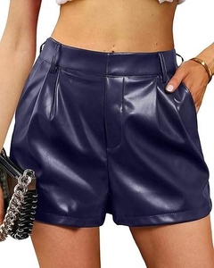 Mid Waist Breathable Women's Leather Disco Shorts Nightclub Fashion Sexy Booty <b>Elastic</b> Wais Regular Fit Casual Clothing 2026 - Product Image 2