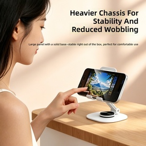 Aluminum Alloy 360° Rotatable Phone <b>Stand</b>, Height Adjustable Metal <b>Desktop</b> Holder for Cell Phones Pad & All Tablets - Product Image 6