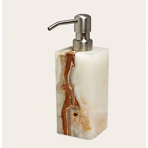 Luxury Handcrafted Natural White Agate Soap Dispenser Marble Liquid Lotion <b>Pump</b> for Hotel & Modern Bathroom Decor Accessories - Product Image 1