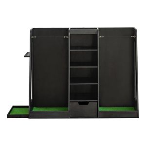 Premium 55.5''x16''x37'' Wooden <b>Golf</b> Bag Organizer Stylish Black <b>Golf</b> Storage <b>Rack</b> with Capacity for 2 Bags - Product Image 1