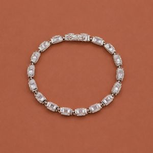 Bracelet de luxe en argent 925 avec moissanite, pavé serti, forme géométrique, pour femme, bijoux de mariage, plaqué rhodium - Product Image 3