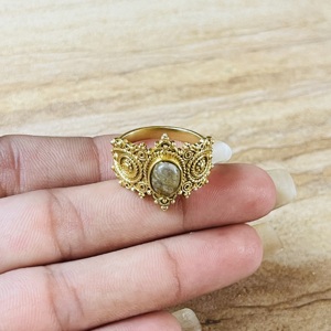 Latest Design <b>Labradorite</b> Tribal <b>Ring</b> Vintage Style Gold Plated Brass <b>Ring</b> Ethnic Statement Ornate Wholesale <b>Ring</b> For Women - Product Image 2