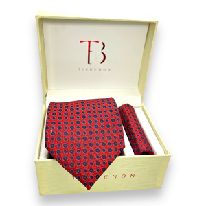 Conjunto Premium de Corbata y Pañuelo de Bolsillo con Puntos Rojos |   Conjunto de Corbata de Diseño de Lujo para Hombre, para Negocios, Eventos Formales, Bodas, con Caja de Regalo - Product Image 3