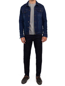 Chaqueta vaquera de mezclilla para hombre, estilo vintage, lavada, informal, para exteriores, de sarga de algodón = Chaquetas vaqueras de diseño clásico hechas a medida - Product Image 2