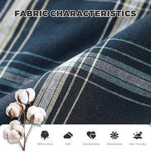 <b>Men</b> Plaid Long Sleeve <b>Pajamas</b> <b>Set</b> 100% Cotton Flannel Soft Autumn Sleepwear with Pocket Classical Style - Product Image 4