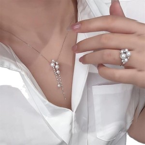 Collar de Perlas de Cristal de Alto Brillo de la Misma Marca, Estilo Balancín, Lujo Ligero, Cadena de Clavícula de Moda, Estilo Influencer - Product Image 3