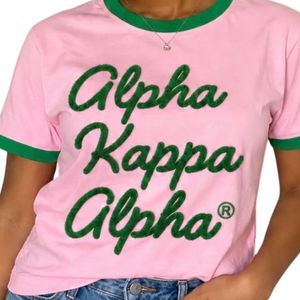 Camiseta de Chenilla Rosa y Verde con Estampado de Letras para Mujer, Manga Corta, Informal, Tela Suave, Top de Moda, Ropa Urbana para Damas - Product Image 3