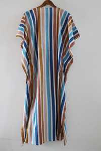 Boho Multicolor Striped Cotton <b>Kaftan</b> <b>Dress</b> Summer Lounge Maxi Caftan - Product Image 2