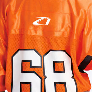 Camiseta Deportiva Corta para Mujer, Color Naranja, Transpirable, Cuello Redondo, Estampado Personalizado, Estilo American Football, Corte Holgado, Fabricación OEM - Product Image 5