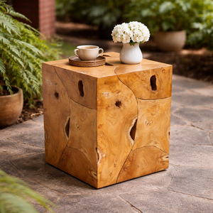 Tabouret en racine de teck de luxe ARTERRA, design moderne, fait main, rustique, écologique, durable, pour appartement, hôtel, villa, infusé de chaleur - Product Image 3