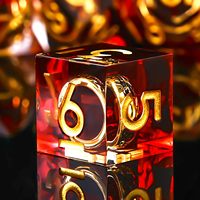 Ensemble de dés polyédriques DND en résine à bords tranchants, peints à la main, design écologique, avec incrustation de bague dorée pour Jeux de Rôle D&D