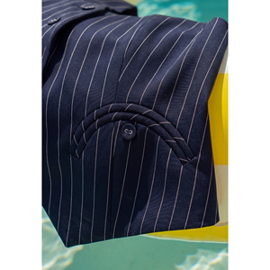 <b>Women's</b> Morden <b>Navy</b> Striped Tailored V Neck Peplum Back Design Vest Office Casual <b>Waistcoat</b> Polyester Spandex Custom Design HIRA - Product Image 5