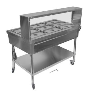 Scaldavivande Elettrico Professionale Commerciale a 9 Vasche, Tavolo Riscaldante a Vapore in Acciaio Inox per Buffet e Catering - Product Image 4