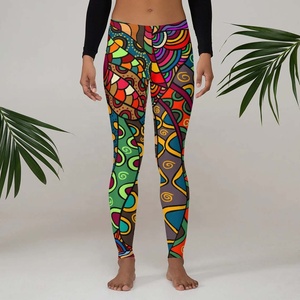 Legging de sport taille mi-haute pour femme en Spandex/Polyester, imprimé par transfert thermique, longueur 25"/28", pantalon de yoga à contrôle du ventre et effet push-up - Product Image 6